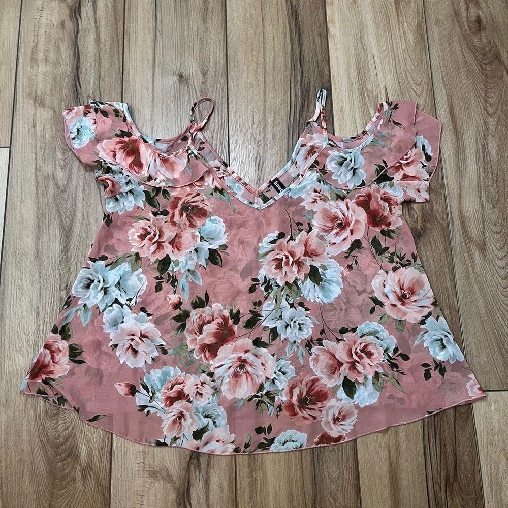 Haute Fox Floral Pink Off-Shoulder Women's Blouse
